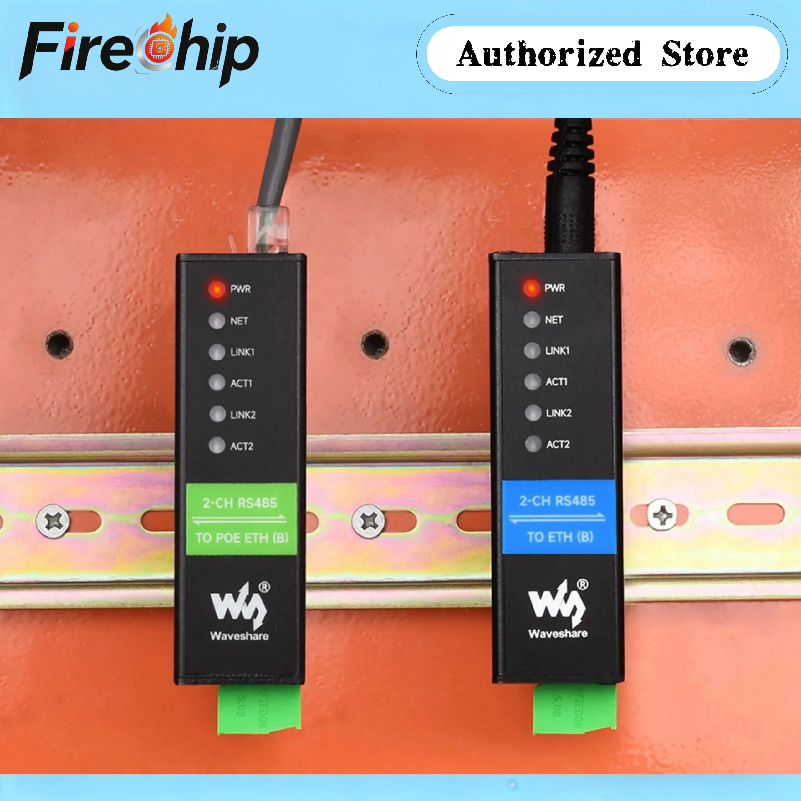 Waveshare 2‑Ch RS485 to RJ45 Ethernet Serial Server,Dual Independent RS485 Channels,Modbus MQTT Gateway Industrial IoT Module