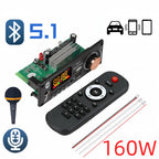 Bluetooth 5.1 MP3 Decoder Board 2*80W 160W Amplifier Audio Player 12V DIY MP3 Player Car FM Radio Module TF USB Mic Record Call