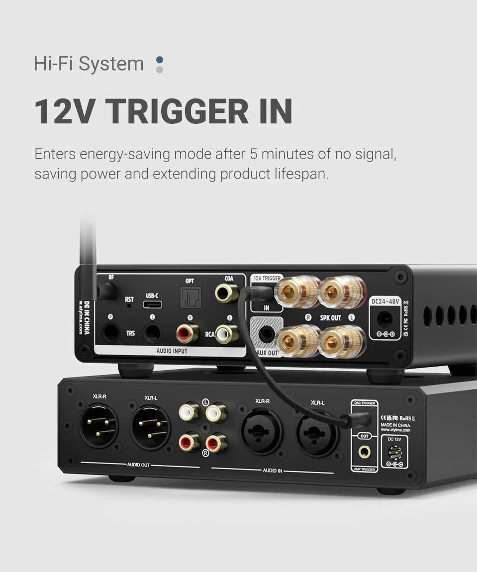 AIYIMA A80 Upgraded TPA3255 DAC Bluetooth PFFB Stereo Power Amplifier 300Wx2 Class D HiRes Digital Amp RCA TRS OPT COA USB Input