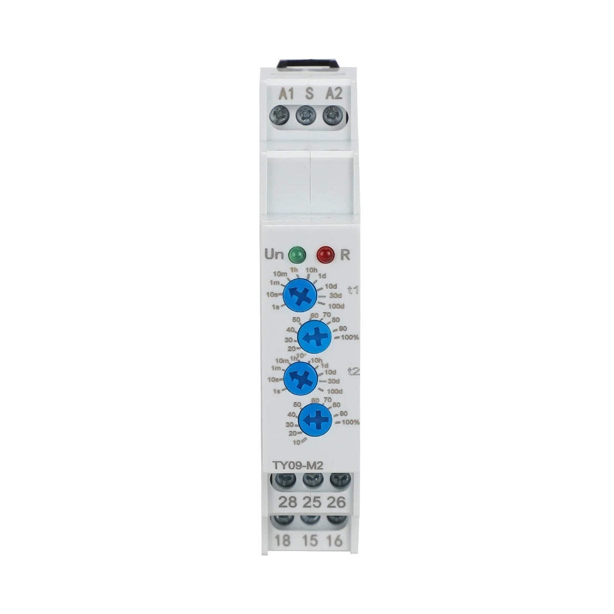 TY09-M1 M2 Cyclic Delay Timer Relay Switch SPDT 220V 16A AC/DC12V-240V 50/60Hz 0.1s-100 Days 2SPDT Din Rail