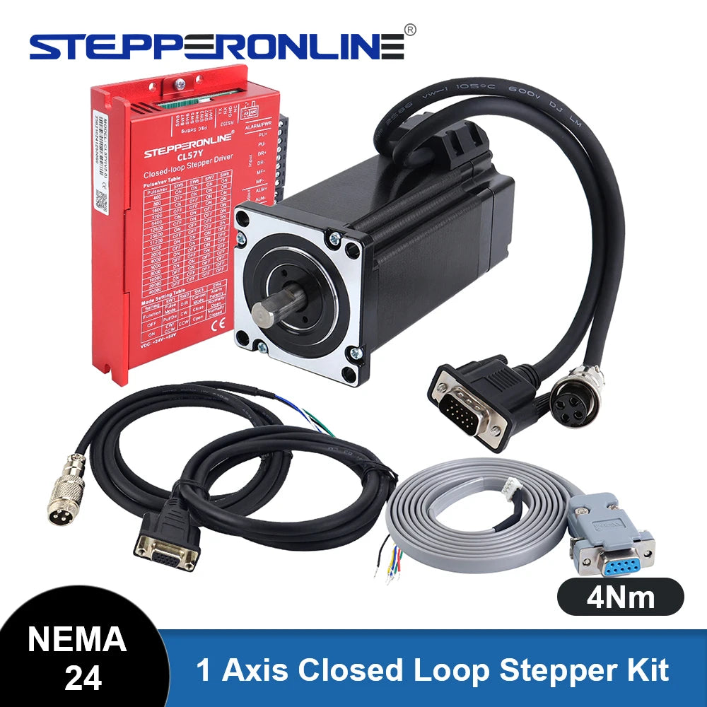 STEPPERONLINE 4Nm Nema 24 Closed Loop Stepper Motor 5A with Nema24 Hybrid Servo Driver CL57Y V2.0 CNC Kit