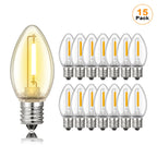50PCS C7 LED Light Bulbs Plastic Shatterproof E12 Candelabra Base 1W Equal to 10W Replace Bulb For Outdoor  Decor String Lights