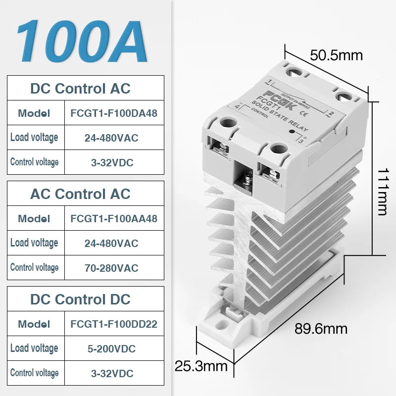 10A 25A 40A 60A 80A 100A Single Phase Slim SSR Solid State Relay With Heat Sink Industrial Relay DIN Rail Mount