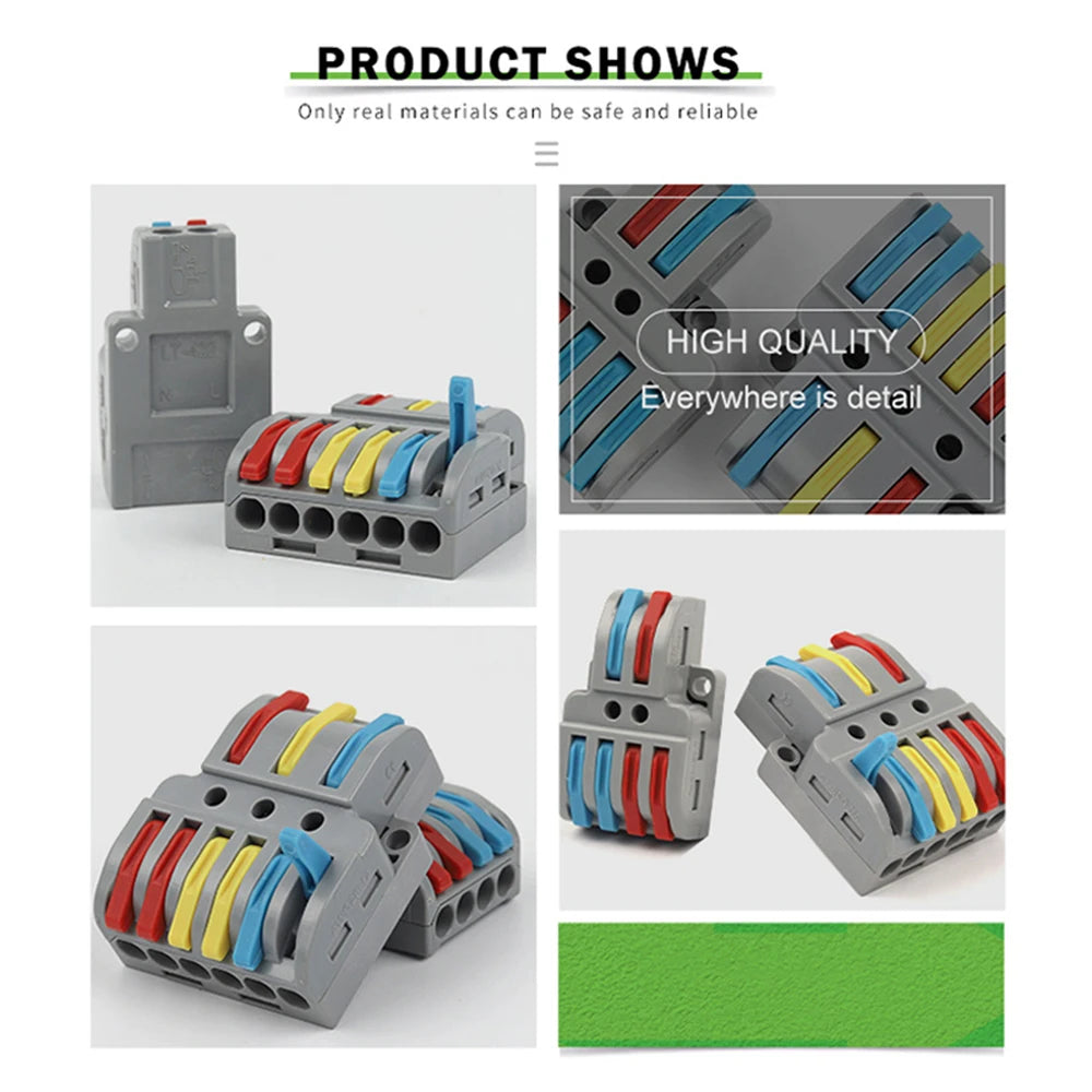 5PCS Wire Connector Multicolour Lever Push-in Electrical Cable Home Connectors LED Junction Box Universal Compact Terminal Block
