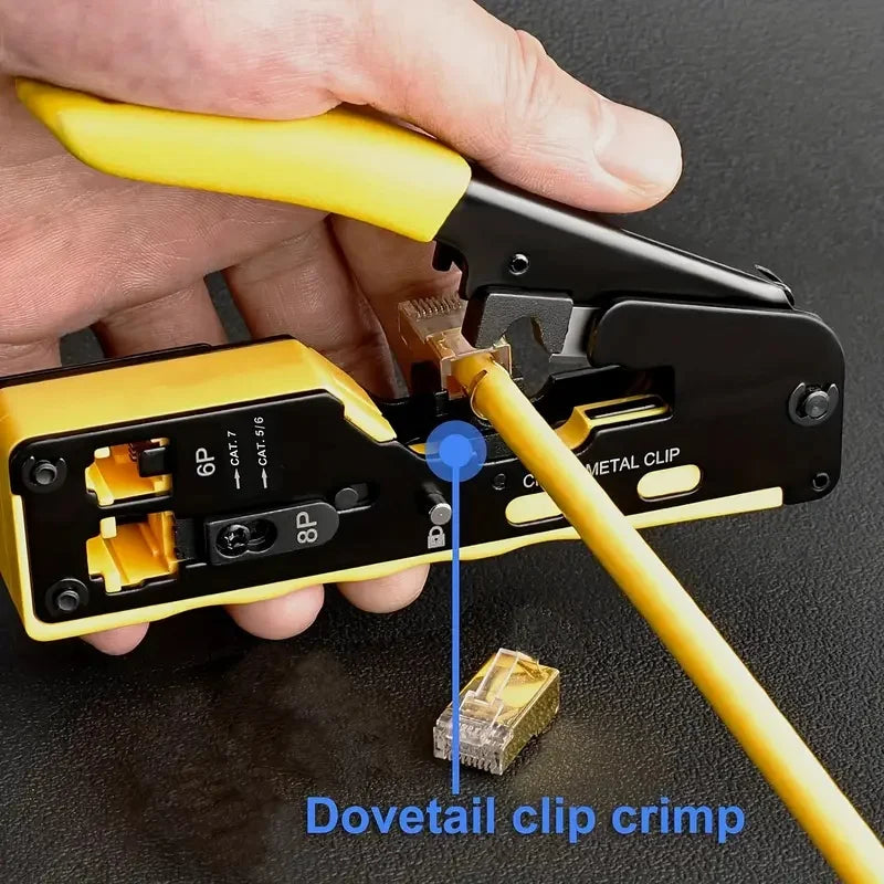 Propatch RJ45 Crimp Tool Kit All-in-One Ethernet Crimper Cat7 Cat6 Cat5 Crimping Tool with 52 Cat6 Ethernet Crimping Connectors