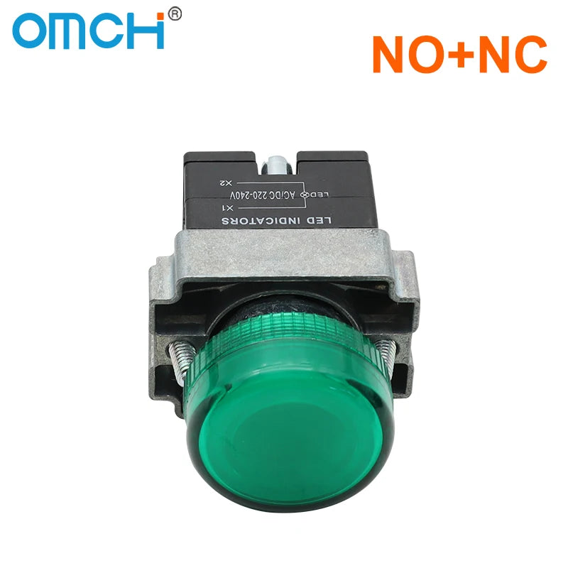OMCH Button Switch Self Reset SKB2 Small Mushroom Head Emergency Stop 22mm Knob Key Start Inching Power On