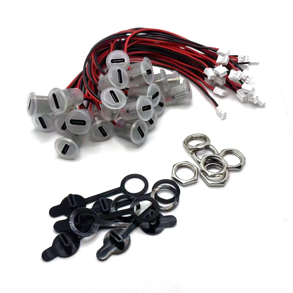 2/4/5/6Pin Type-C USB High Current Charging Socket with PH2.54 Nut Snap Lock Plate Female Type C Waterproof Female Connector