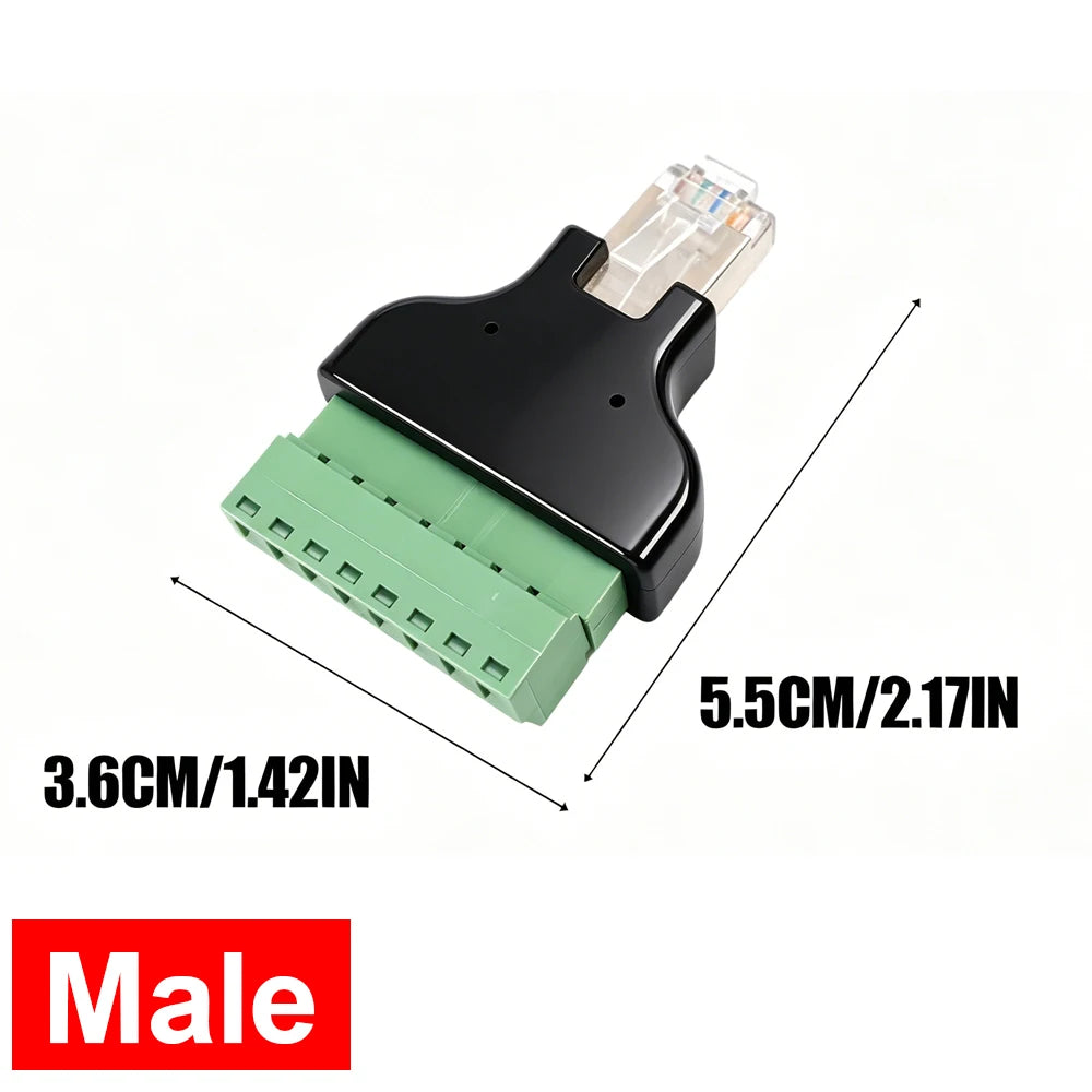 RJ45 Male Female To 8 Pins Screw Terminal Block Adapter RJ45 8P8C Breakout Board for Cat7 Cat6 Cat5 Ethernet Extender Connector