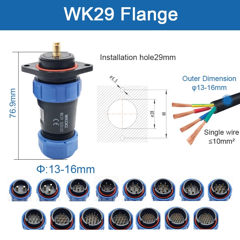 Waterproof Connector SP11 IP68 Soldering Male Plug & Female Socket Rear-nut Docking Panel Mount 2/3/4/5 Pin Aviation SP Connect