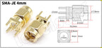SMA Female Jack Male Plug Adapter Solder Edge PCB Straight Right angle Mount RF Copper Connector Plug Socket