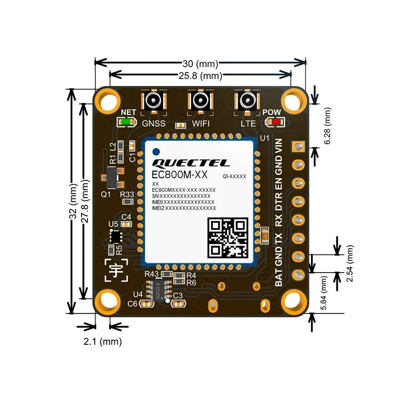 Quectel EG800AK Core Board 4G Full Netcom CAT1 Module DTU Internet of Things Communication EG800Z Internet Access Module