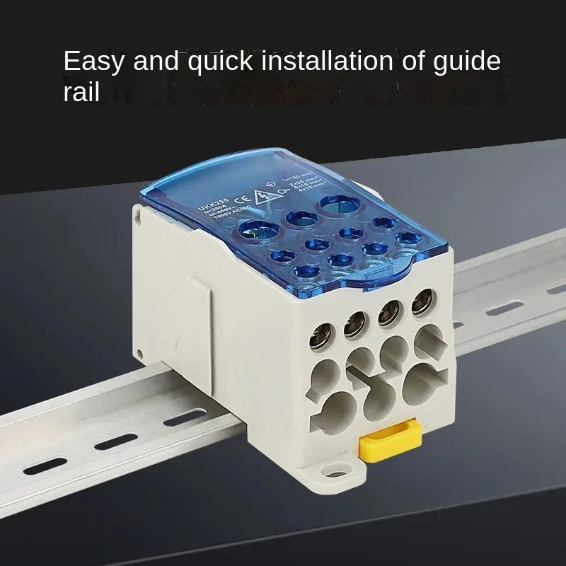 Din Rail Terminal Block UKK 80A/125A/160A/250A/400A Distribution Box One In Several Out Unipolar Junction Box Wire Connector