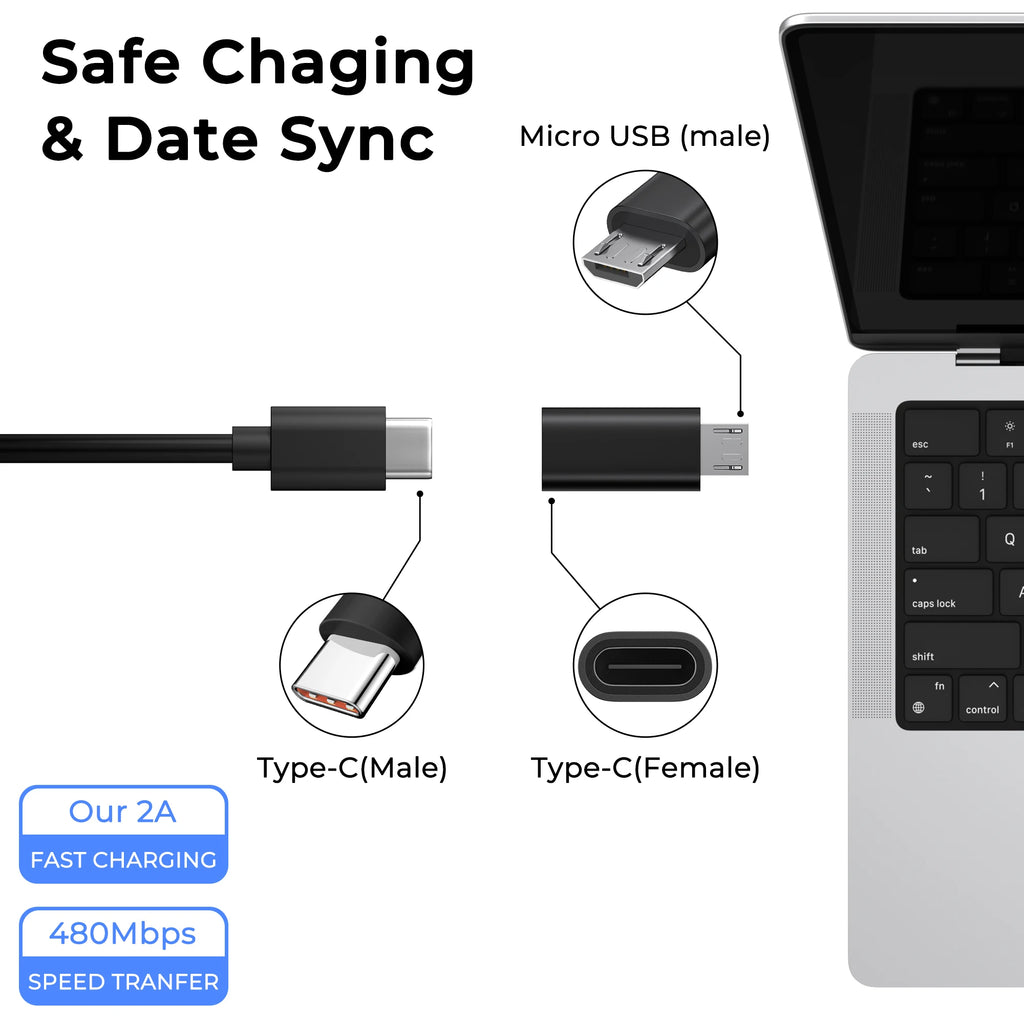3Pcs/lot Micro USB Female To Type C Male Adapter Converters Micro-B To USB-C Connector Phone Charger Cable Adapter For Samsung