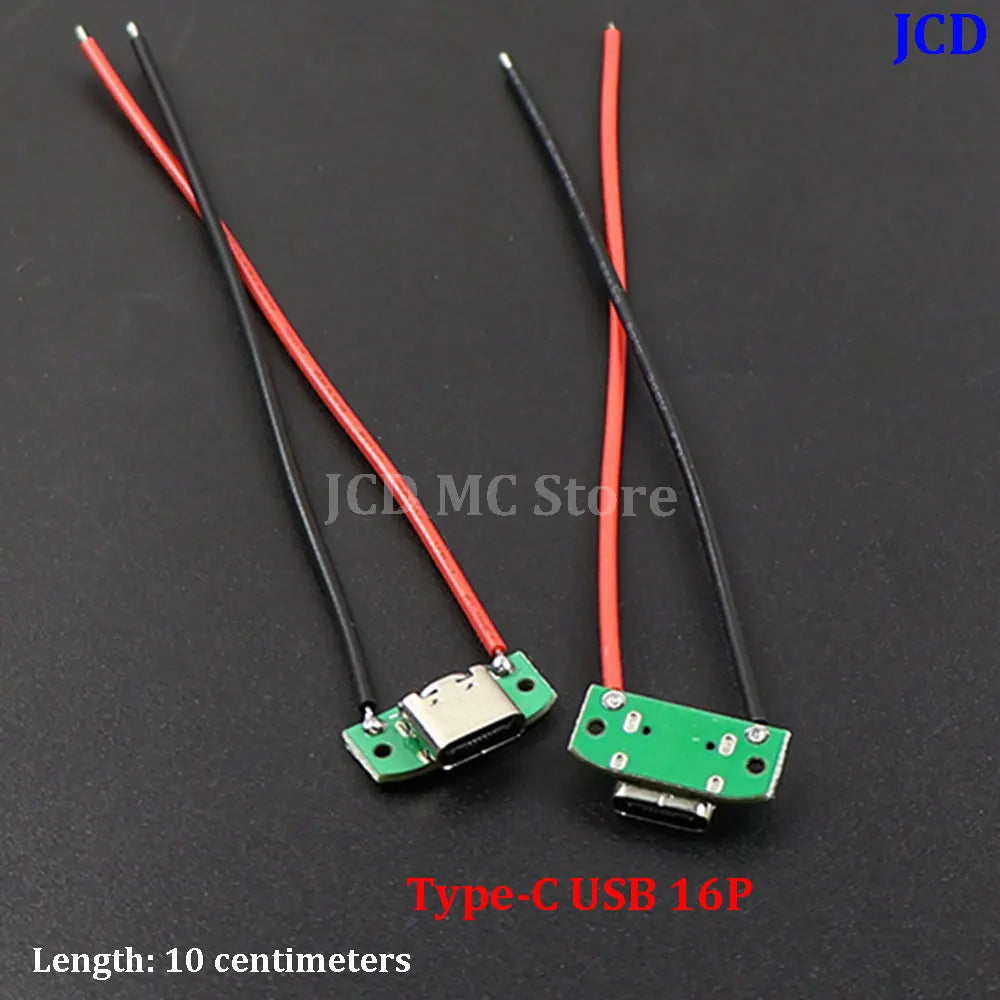 10PCS type c USB3.1 Female Connectors Jack Tail 16pin usb Male Plug Support PCB Board Electric Terminals welding DIY data cable
