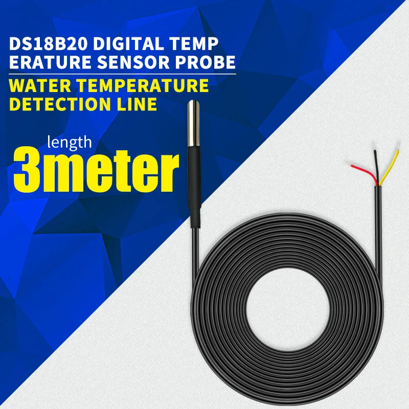 1PCS DS18B20 Temperature Probe Sensor Stainless Steel Package Waterproof Digital Temperature Sensor 1M/2M/3M