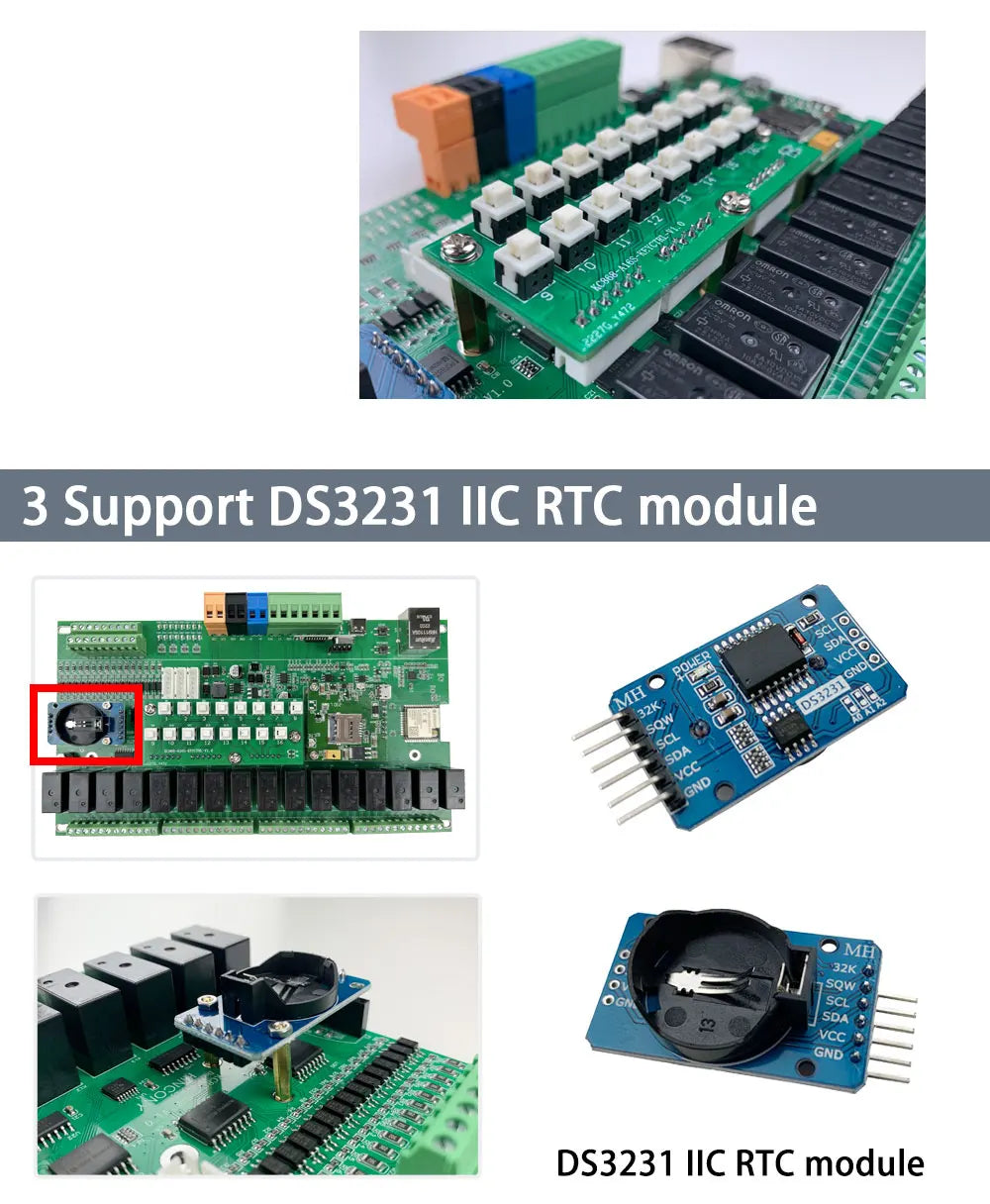 KC868-A16S 16CH ESP32 Relay Board Ethernet Wifi Switch   Home Assistant Tasmota 2/4G RTC DS3231 Module