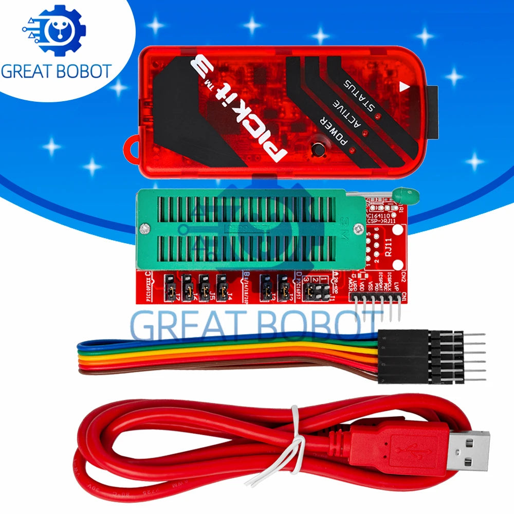 PICKIT3 PICKIT3.5 PICKIT 3 Programmer Offline Programming PIC Microcontroller Chip +PIC Programmer adapter seat
