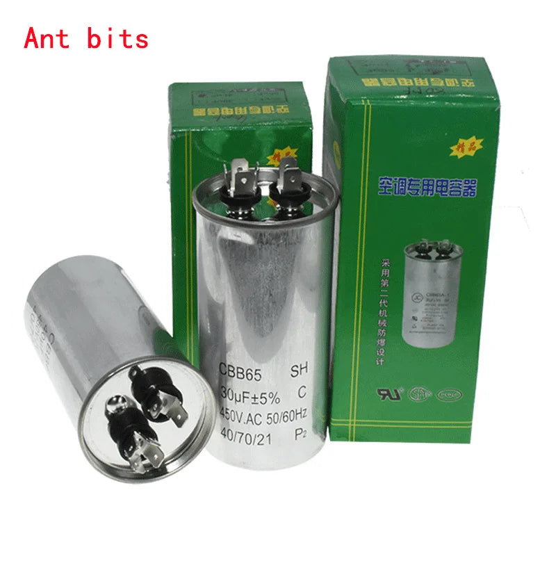 1PCS CBB65 Air Conditioner Compressor Start Capacitor 20 25 30UF 35UF 40UF 45UF 50UF 60UF 70UF 80UF 450V 4+2 New and Original