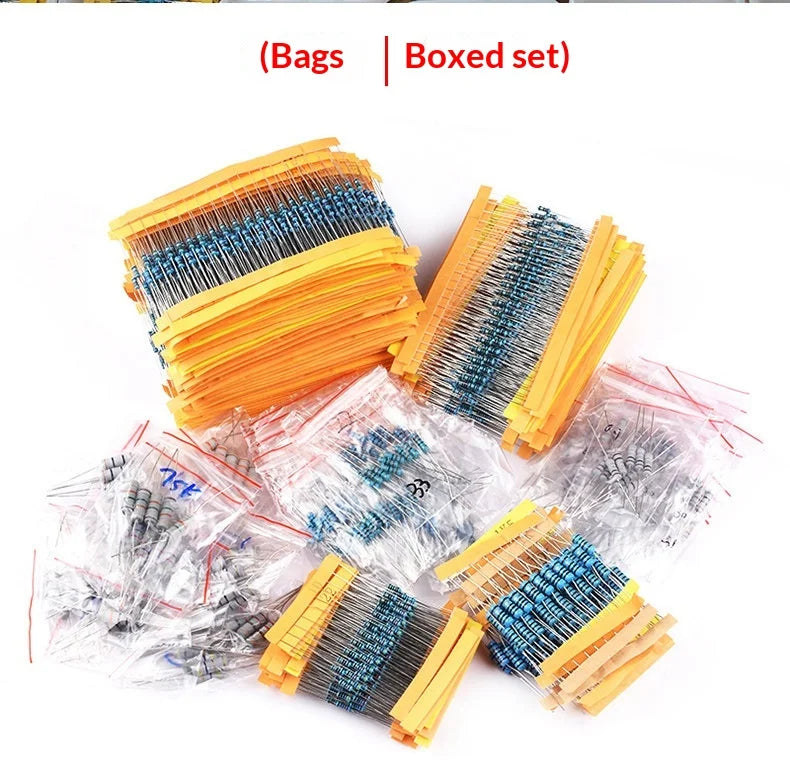 1% 5%  Metal Film Resistor Assortment Kit 1/4W 1/2W 1W 2W 3W 5W Through Hole 30/41/130 Values Electronic Components 300 600 2600