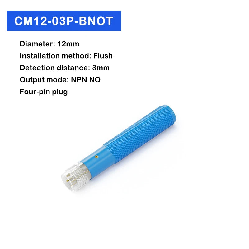 Cylindrical capacitive proximity switch with plug-in connector for detecting material liquid level with non-metallic sensing pla