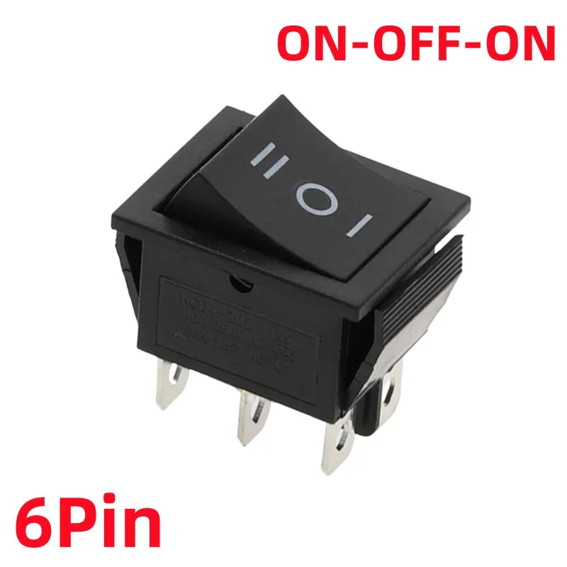 1PCS KCD4 Black Rocker Switch Power Switchs ON-OFF-ON 2/3 Position 4/6 Pins The arrow is Reset/Latch 16A 250VAC/ 20A 125VAC