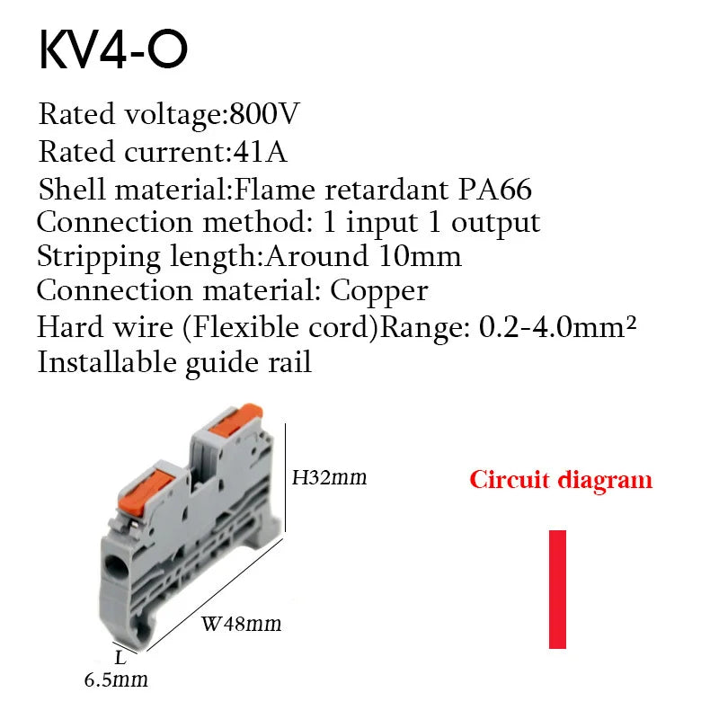 KV2.5 Direct Insertion Quick Terminal Block Rail Type Wire Connector Instead Of UK/ST/PT/SAK Docking For Parallel Connection