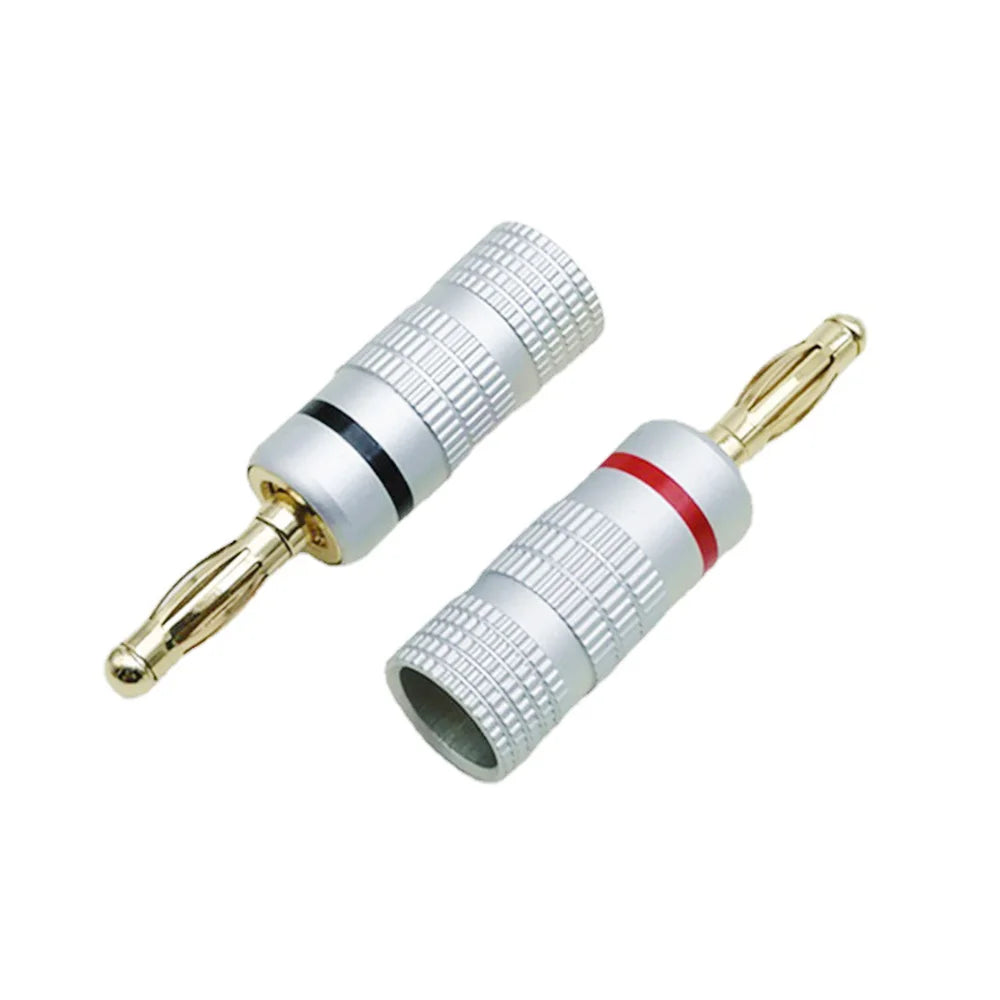 Musical Sound 24K Gold Plated Speaker Plugs Audio Banana Connector for Speaker Wire Open Screw Type Hifi Banana Plugs