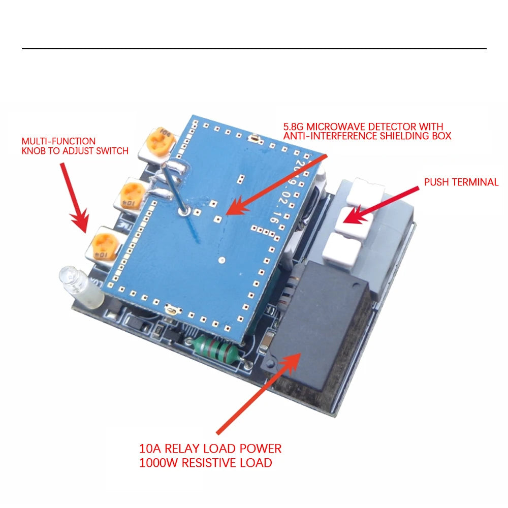 5.8G Microwave Induction Switch 220V Intelligent Energy Saving Control Microwave Radar Sensor
