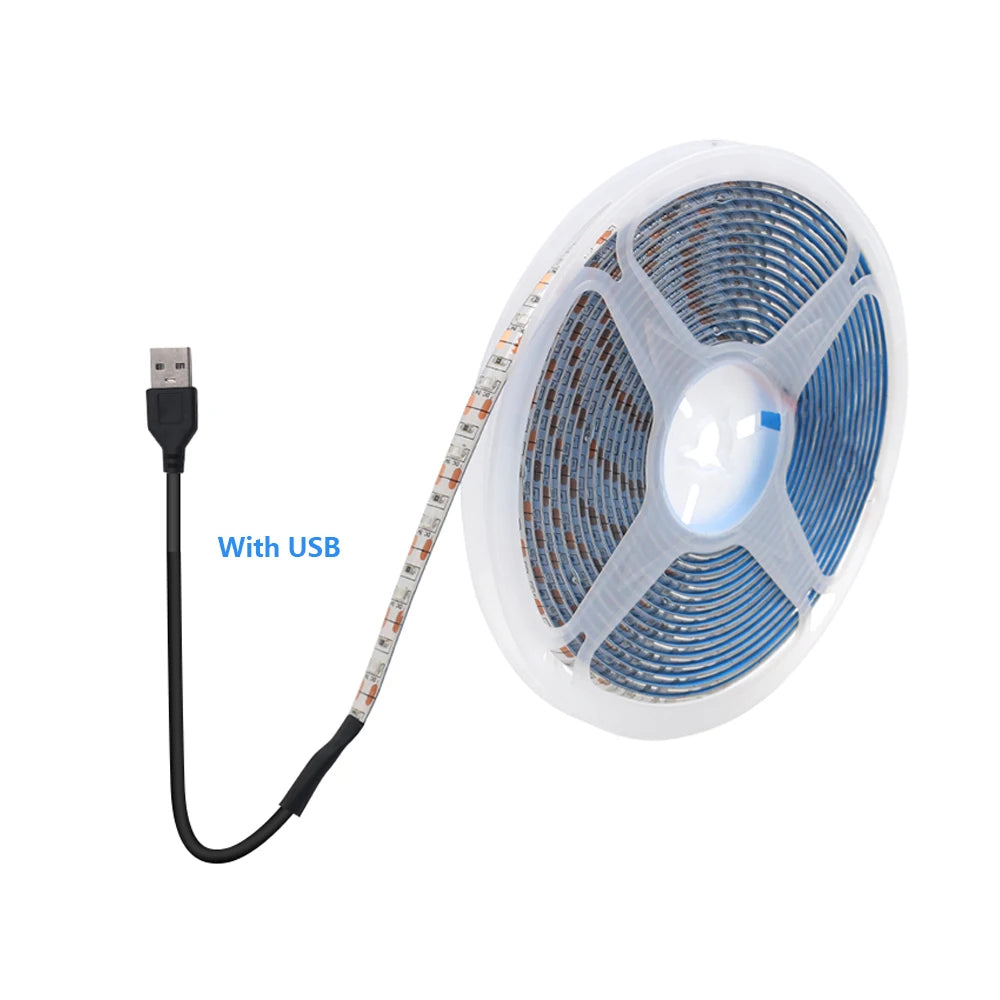 5V USB LED Strip Light 2835 Dimmable Touch Switch 60Led Backlight TV Flexible Tape Under Cabinet Light Night Lamp Warm White Red