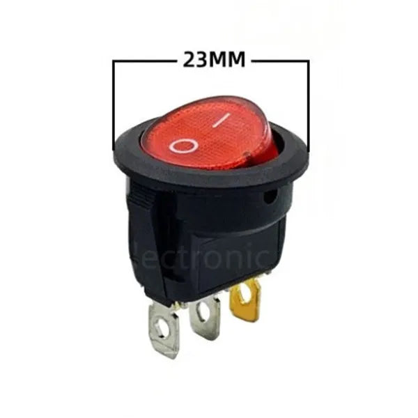 5pcs 16mm / 23mm Round Rocker Switch 220V Red LED Light Toggle Switch SPST ON/OFF Electric Controls