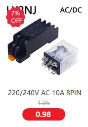 1pcs General Purpose LY2NJ HH62P Electronic Micro Electromagnetic Relay LED Lamp 10A 8 Pins Coil DPDT DC12V 24V AC110V 220V