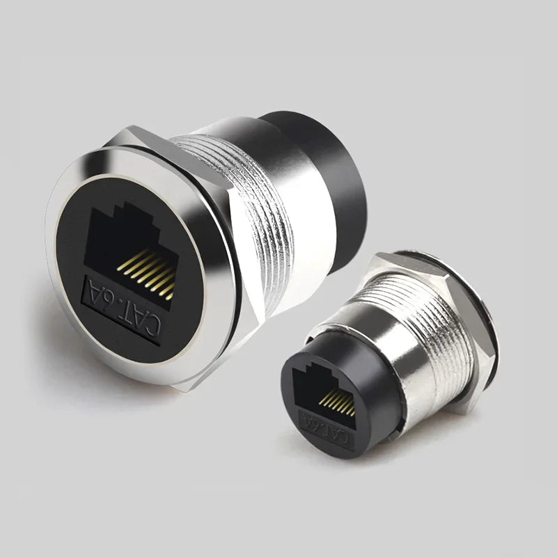 Metal CAT6A C-type RJ45 Network Direct Module Socket Cat 6A Ethernet Interface Data Signal Connector RJ45 Round Panel Sockets