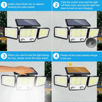 3 Heads Solar Motion Sensor Lights 236/223LED Solar Security Flood Lights Waterproof 3 Modes Wall Light Garden Yard Patio Pathwa