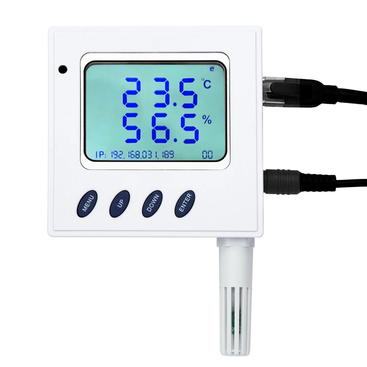 High Accuracy POE RJ45 Ethernet Temperature Humidity Sensor with Large LCD Display SNMP V1/TCP/UDP IP Network Monitoring Support