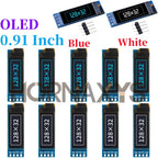0.91 Inch 128x32 IIC I2C White / Blue OLED LCD Display DIY Module SSD1306 Driver IC DC 3.3V 5V for arduino