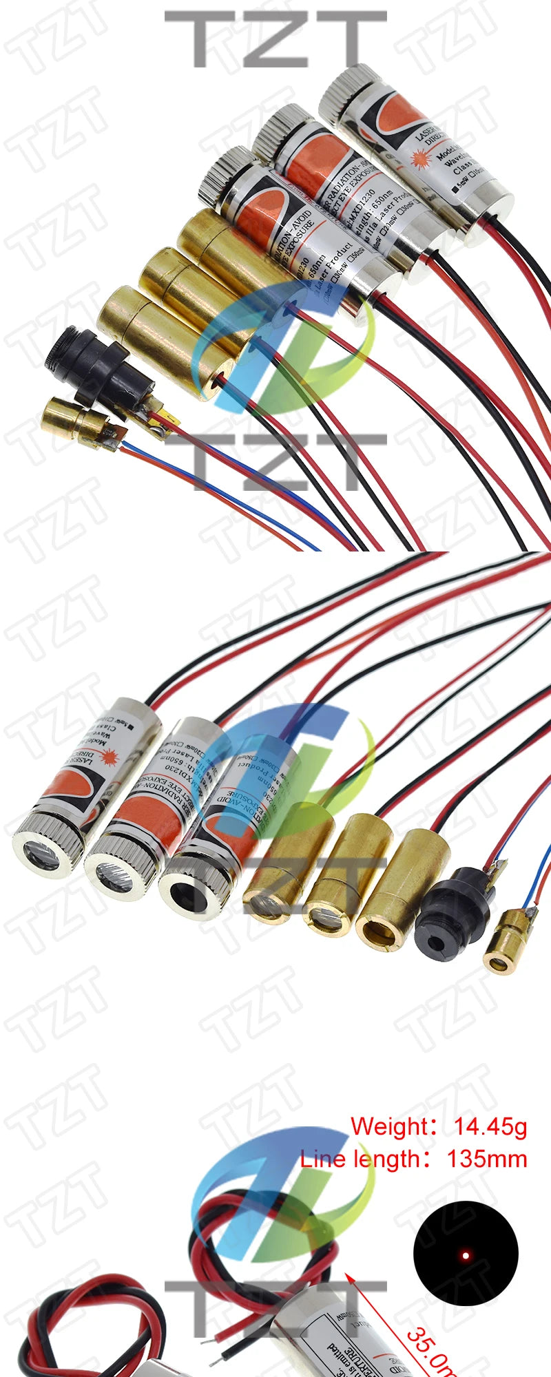 TZT 650nm 5mW 6MM 9MM 12MM Red Point / Line / Cross Laser Module Head Glass Lens Focusable Focus Adjustable Laser Head