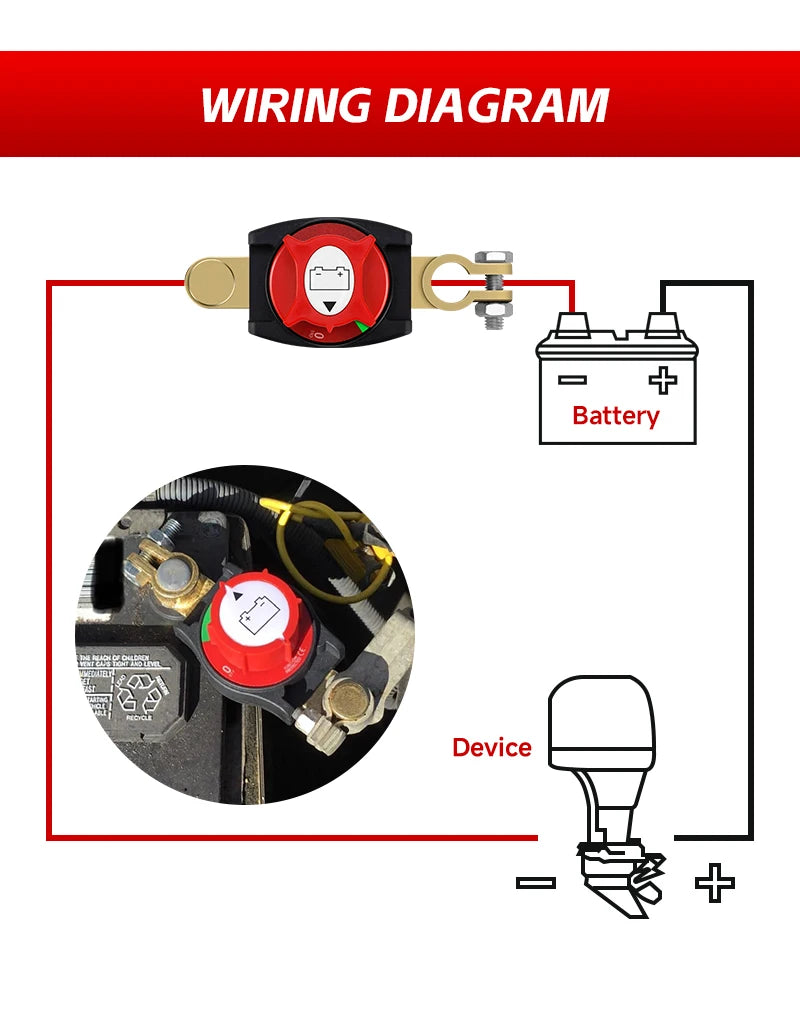 12-48V Car Isolator Disconnect Rotary Switch 275A On/Off Battery Power Cut Master Switch Disconnect Isolator for Car RV Boat