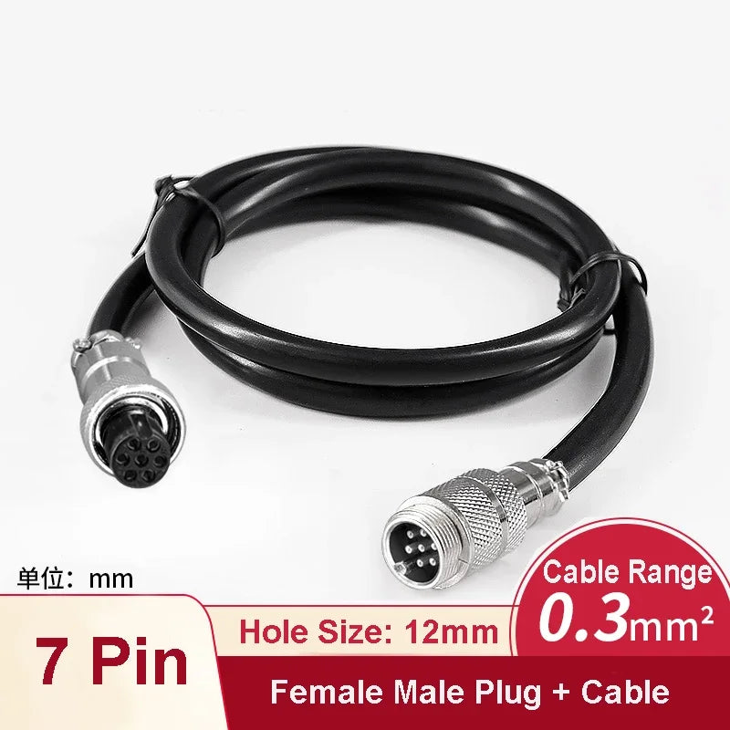 1m 2m 3m Extension Wire GX12 2 3 4 5 6 7 Pin AC DC Electric Cable Automotive Connector M12 Adapter Aviation Female Male Plug