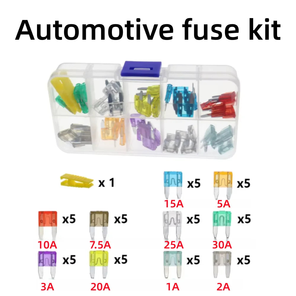 Profile Medium Mini Micro2 Size Blade Type Car Fuse Assortment 5/7.5/10/15/20/25/30/35A Fuse Set Auto Car Truck with Box Clip