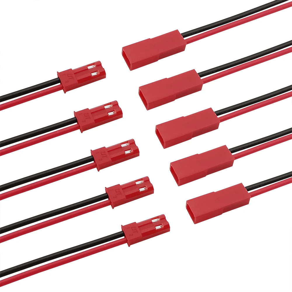 JST 2 Pin Male and Female Cable Connector JST 2P Wire Plug Jack Connectors for  LED Light Strip RC BEC Battery DIY FPV Drone