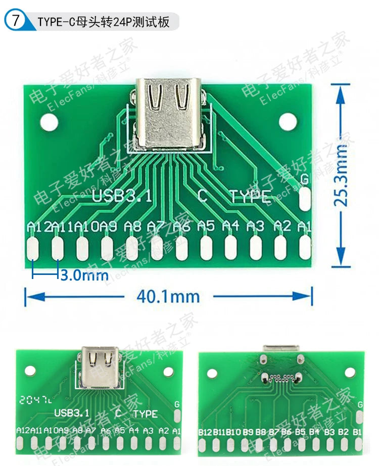 5pcs Micro Mini  A Male USB 2.0 3.0 A Female USB B Connector Interface to 2.54mm DIP PCB Converter Adapter Breakout Board