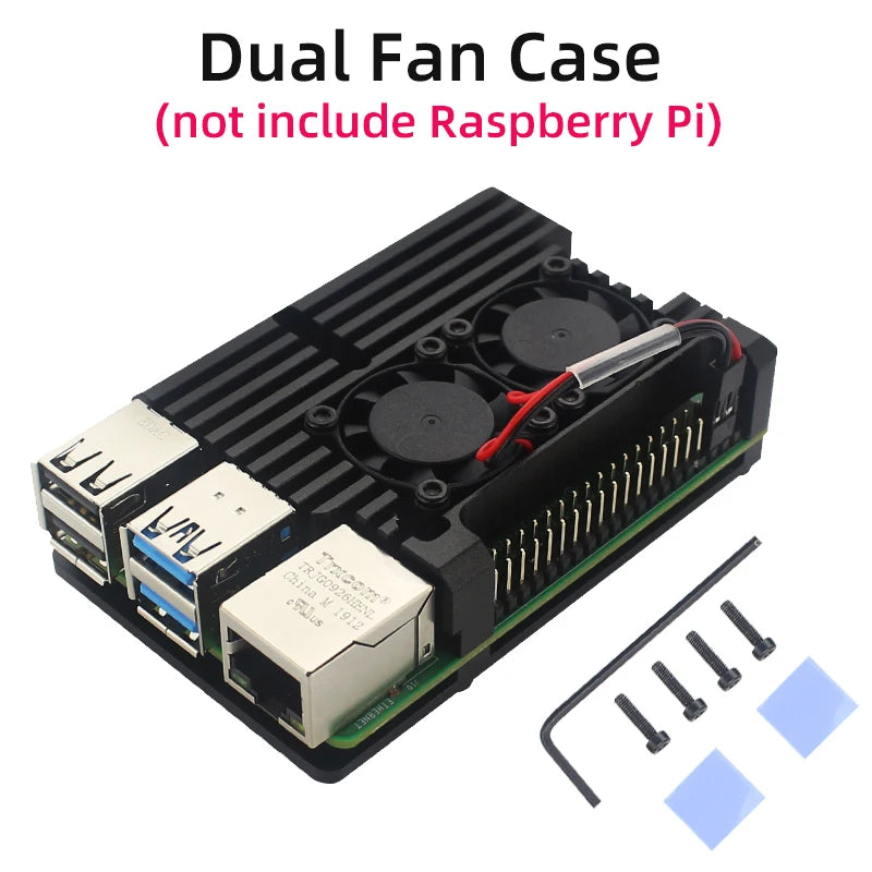 Aluminum Case for Raspberry Pi 4 Model B Armored Shell Passive Cooling Radiator Optional Dual Fan Cooler for Raspberry Pi 4