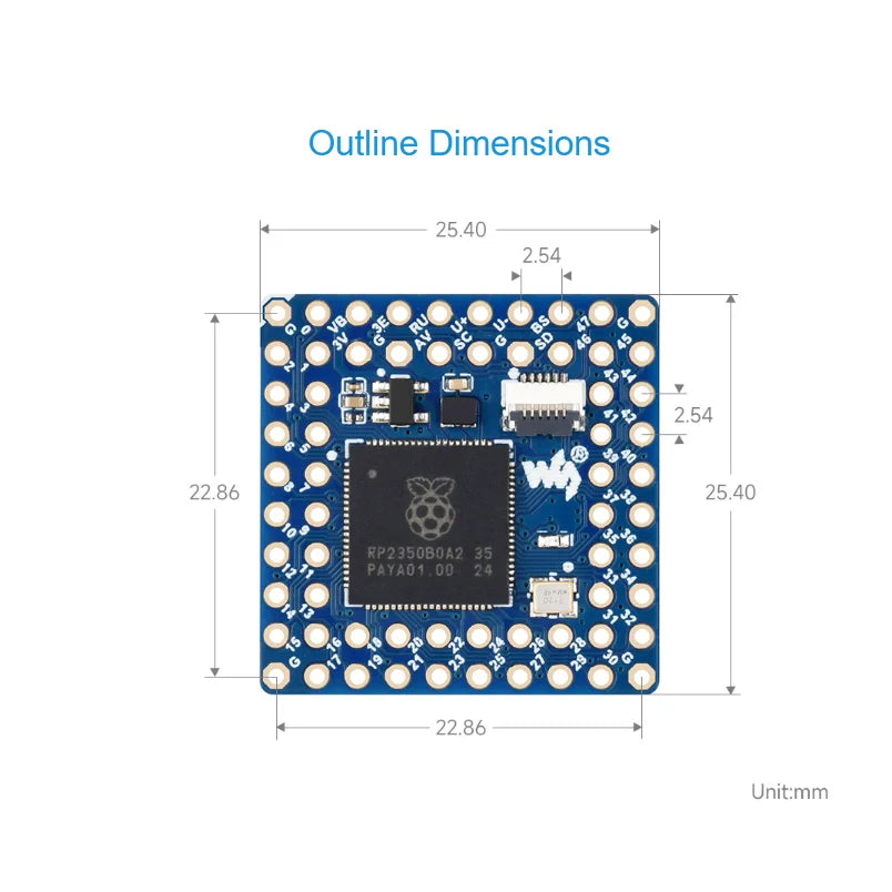 Waveshare Core2350B Core Board Raspberry Pi RP2350B Dual-core & Dual-architecture Microcontroller Operating Frequency 150MHz