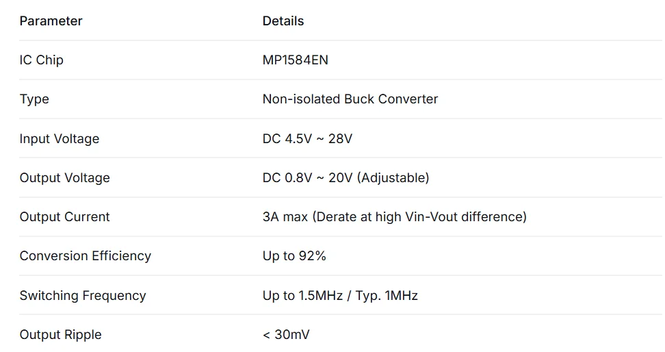 MP1584EN Buck Converter DC-DC Step Down Adjustable 3A Mini Power Module 24V to 12V 9V 5V 3V DIY Ultra-small LM2596