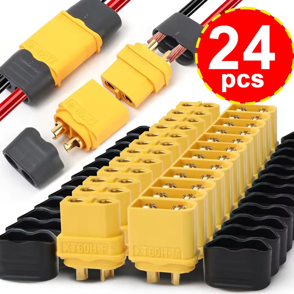 3-12Pairs XT60H (XT60 Upgrade) Connector XT60H Male Female Bullet Connectors Plugs with Sheath for Lithium Battery RC Planes Car