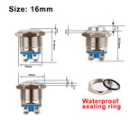 1pc 16mm 1NO High Flat Head Waterproof Momentary Reset Metal Push Button Switch Screw Terminal Car Engine Doorbell PC Power