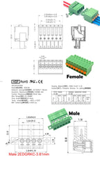10pcs/5Pairs Docking Female Male Lock Fix Butt Joint 2EDGKD 15EDGRKC-3.81/5.08mm 2-16P Plug Spring Screw Wire Terminal Block
