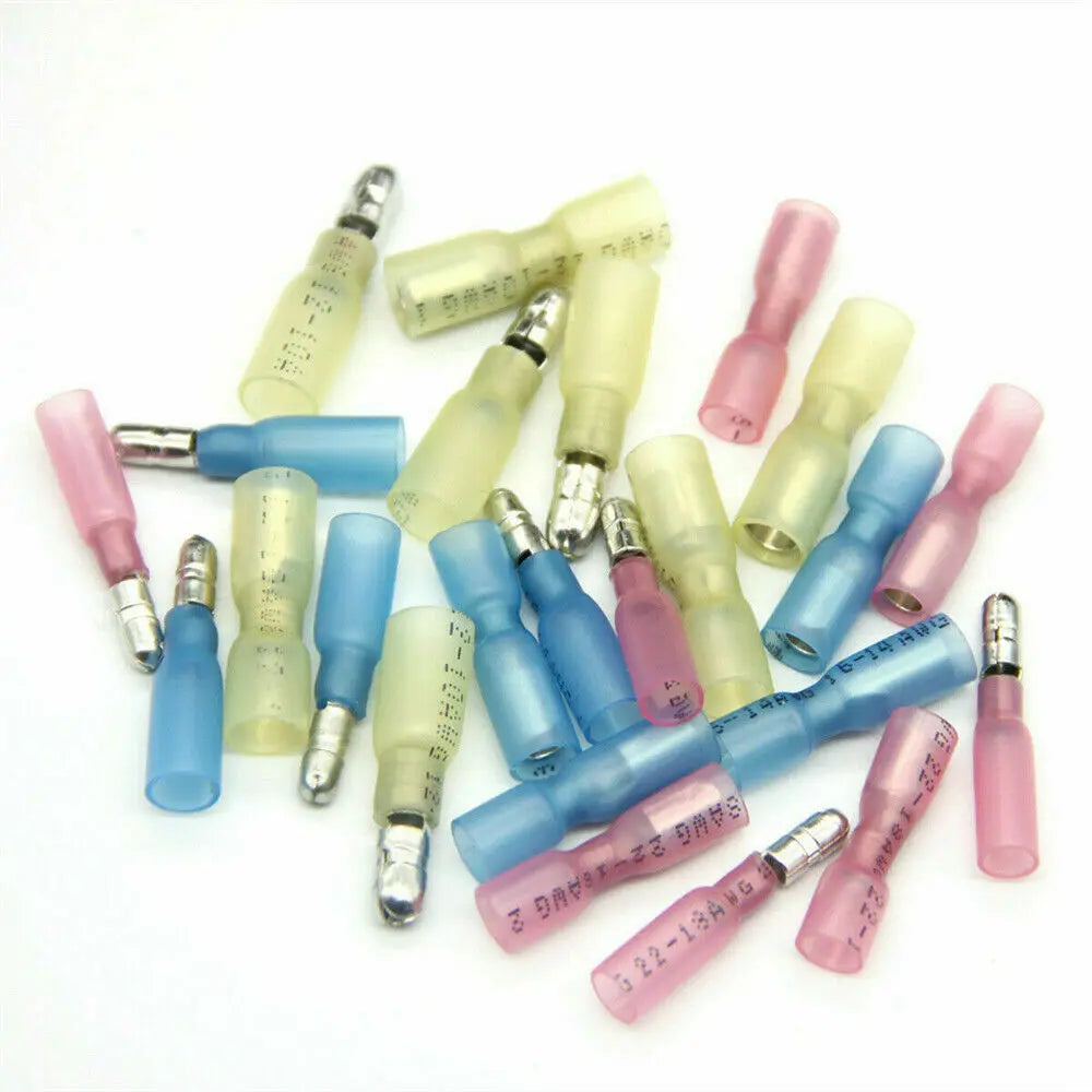 50/100PCS Waterproof Heat Shrink Bullet Terminals Female Male Electrical Wire Connectors Splice Crimp Terminal 10-22AWG