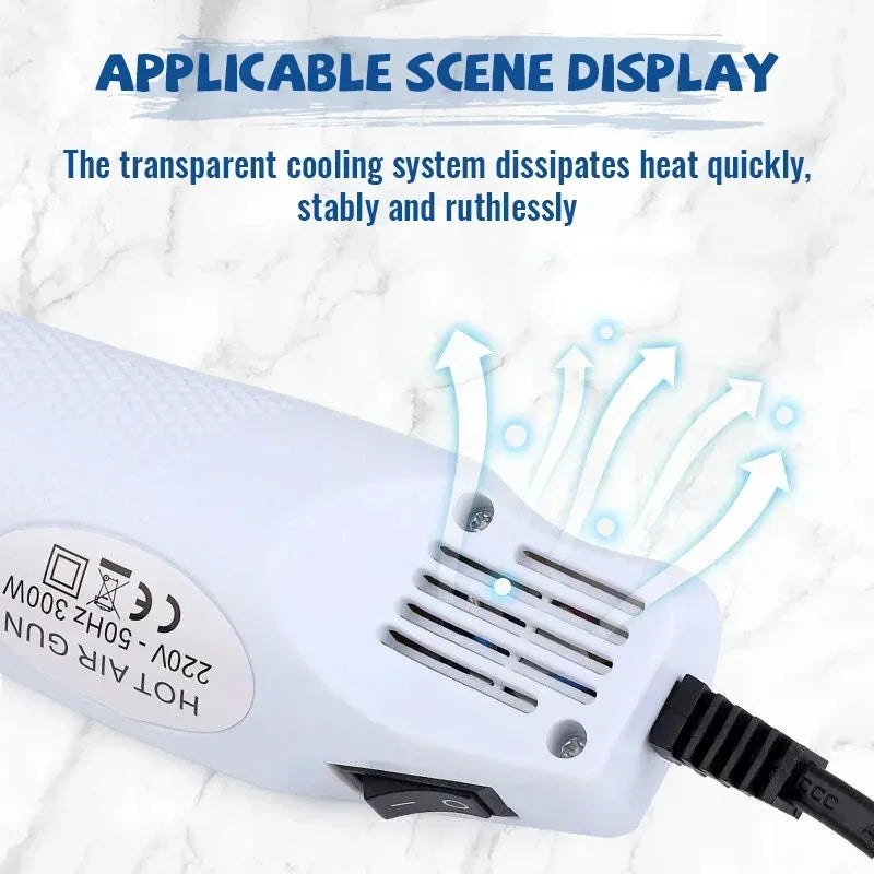 Hot Air Gun 220V Electric Power Hot Dryer Mini Heat Gun Reliable Soldering Temperature Blower DIY Crafts Shrink Tubing Car Wrap