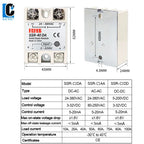 LCTC 1pcs Solid State Relay Single Phase Non-contact SSR DC To DC AC To AC DC To AC 24-380VAC 10A 25A 40A 50A 60A 80A 100A
